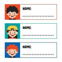 etiquetas de nombre para niños en edad escolar vector