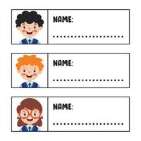 Name Tags For School Children vector