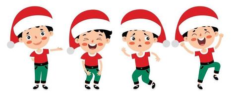diseño de tarjetas de felicitación navideñas con personajes de dibujos animados vector