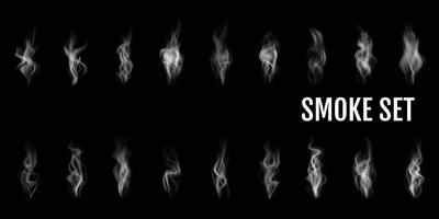 Realistic smoke icon set vector