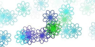 Light Blue, Green vector doodle pattern with flowers.