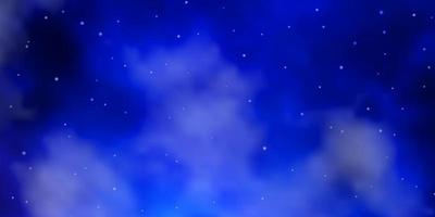 Dark BLUE vector background with small and big stars.