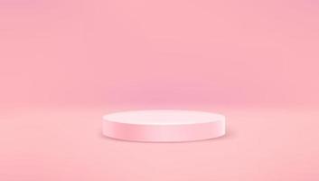 Pink bright round stage with copy space vector