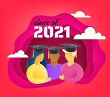 Students with graduation cap 3d style vector