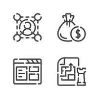 network budget browser strategy line icons vector