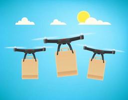 Fast delivery service by drones vector