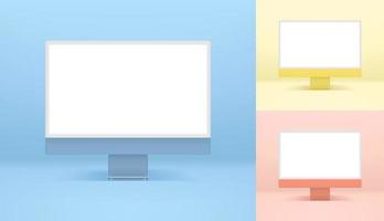 Color modern desktop personal computers with blank screen vector