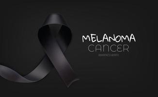 Melanoma awareness month banner. Black ribbon and inscription vector