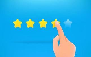 Four stars ranking. Man makes a choice vector