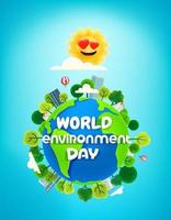 World environment day banner with trees on the Earth vector