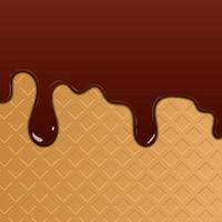 oblea y chocolate goteando ilustración vectorial