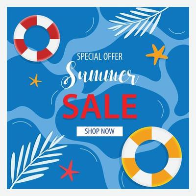 Summer sale banner and background Flat design