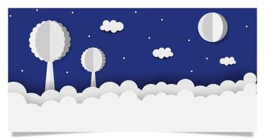 cielo nocturno en estilo papercut vector