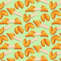 Fortune cookies seamless patterns drawn in cartoon style vector