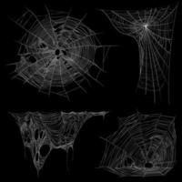 Realistic Spider Web Cobweb Set Vector Illustration