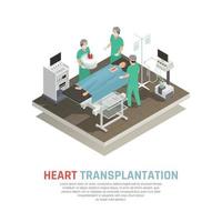 Ilustración de vector de composición de trasplante de corazón humano
