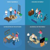 Family Problems Isometric Design Concept Vector Illustration