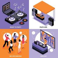 DJ Music Isometric Concept Vector Illustration