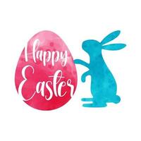 Happy easter day in Watercolor style with rabbit and easter eggs vector