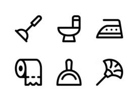 conjunto simple de iconos de línea vectorial relacionados con la limpieza vector