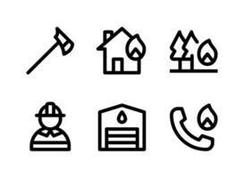 Simple Set of Firefighter Related Vector Line Icons