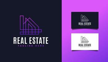 Real Estate Logo in Colorful Gradient with Line Style vector