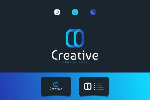 Abstract Initial Letter C and O Logo with Linked Concept in Blue Gradient vector