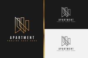 Real Estate Logo in Gold Gradient with Line Style vector