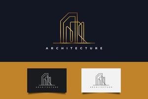 logotipo de bienes raíces en degradado dorado con estilo de línea vector