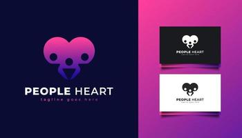 logotipo de personas y corazón en degradado de colores vector