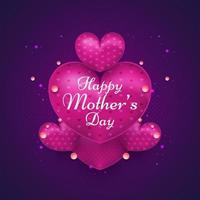 Mothers Day Greeting Card with Realistic Purple Heart vector