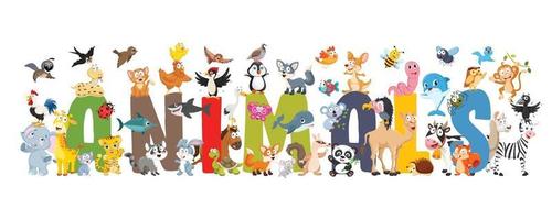 Collection Of Funny Cartoon Animals vector
