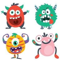 conjunto de monstruos divertidos dibujos animados vector