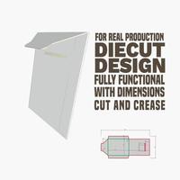 Wallet with End Flap die cut card envelope dieline designed for real cardboard work vector