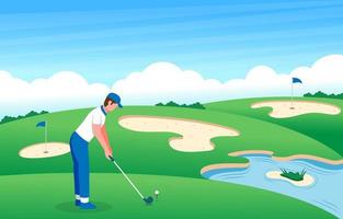 Male Golfer at the Golf Course vector