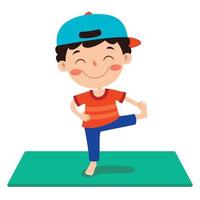 Funny Kid In Yoga Pose vector