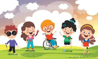 Funny Cartoon Handicapped Kids Posing vector