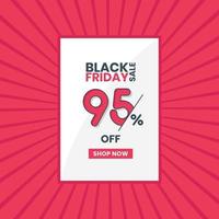 Black Friday sales banner 95 percent off Black Friday promotion 95 percent discount offer vector