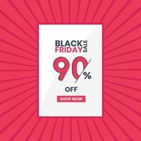 Black Friday sales banner 90 percent off Black Friday promotion 90 percent discount offer vector