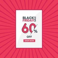 Black Friday sales banner 60 percent off Black Friday promotion 60 percent discount offer vector