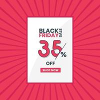 Black Friday sales banner 35 percent off Black Friday promotion 35 percent discount offer vector