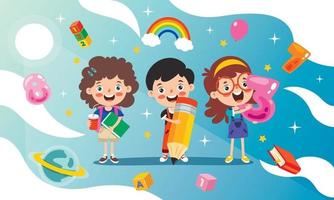 Education Concept With Funny School Children vector