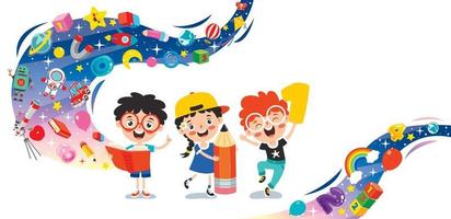 Education Concept With Funny School Children vector