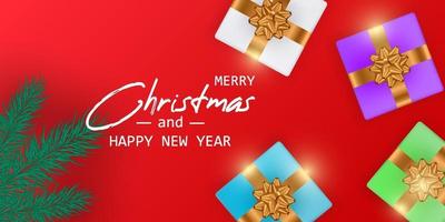 Merry Christmas and Happy New Year card vector