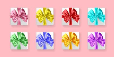 Set of gifts boxes with ribbons vector