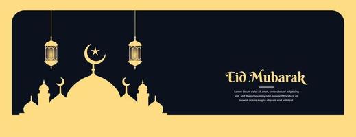 Plantilla de banner de saludo de eid mubarak vector