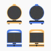 Flat set waffle iron icon Isolated on white background vector