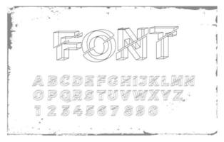 Alfabeto geométrico 3d fuente letras números y símbolos vector