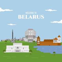 icono de bielorrusia edificio emblemático. Hermoso lugar para vacaciones turísticas. Ilustración de vector de sitio web de estilo de dibujos animados plana. vacaciones mundiales viajes turismo europa colección europea