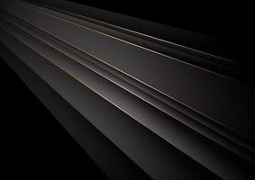 Abstract dark black color background overlapping layers golden lines with copy space for text vector